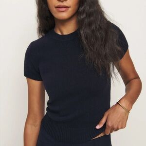 Reformation Natalie Regenerative Wool Sweater Blue - Size XS